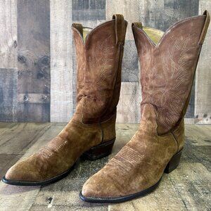 Tony Lama Vintage Brown Suede Western Cowboy Boots Mens 11 D